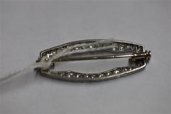 An 1930s Art Deco French Boucheron platinum and diamond set openwork brooch,